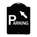 Signmission Parking W/ Arrow Pointing to Top Left Heavy-Gauge Aluminum Sign, 24" x 18", BW-1824-24517 A-DES-BW-1824-24517